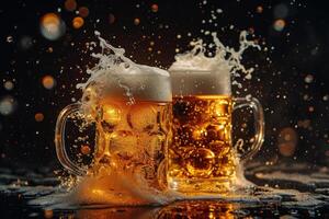 Forceful Beer mug clashing. Generate Ai photo