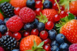 Succulent Berries red fruits. Generate Ai photo