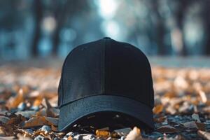 Worn-out Baseball cap black. Generate Ai photo