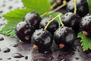 Flavorful Black currant berries. Generate Ai photo