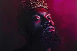 Commanding Black king low beard. Generate Ai photo