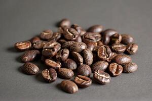 Gourmet roasted coffee beans closeup photo