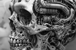 Detailed monochrome image of a mosaic made from various intricate mechanical components photo