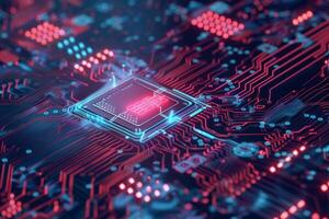 Advanced circuit board with hightech processor photo