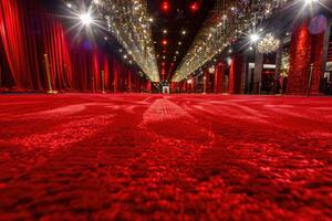 Glamorous red carpet event venue with sparkling lights photo