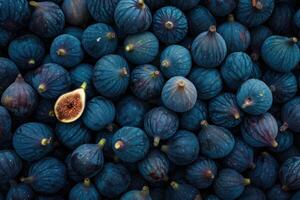 Fresh figs pattern with one cut open photo