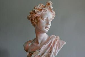 Classic marble statue of a woman with elegant details photo