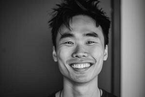 Friendly Asian man smiling. Generate Ai photo