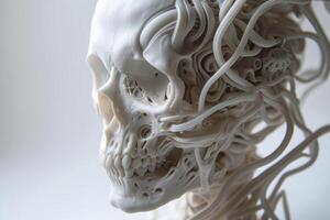 Abstract Biomechancial skull. Generate Ai photo
