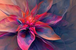 Textured Abstract colorful flower macro. Generate Ai photo