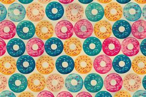 Colorful assorted donuts pattern background photo