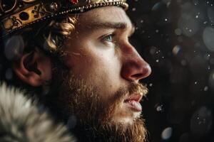 Majestic king in thoughtful repose photo