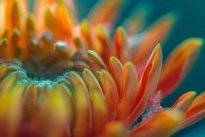 Macro photo capturing the radiant colors and delicate details of a gerbera daisy