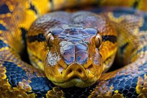 Closeup portrait of a colorful python photo
