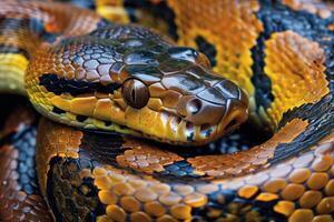 Vibrant macro shot of a python photo