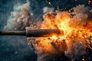 Explosive hammer impact on surface with sparks photo
