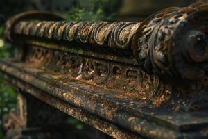 Old stone bench showing the passing of time in a cemetery photo