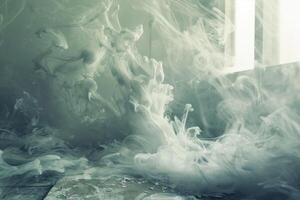 White ink spreading in water creating abstract shapes photo