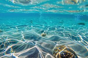 Sunlight creating beautiful patterns on ocean floor photo