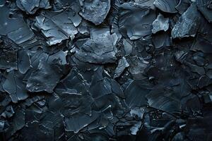 Abstract black painted stone texture background forming an irregular pattern photo