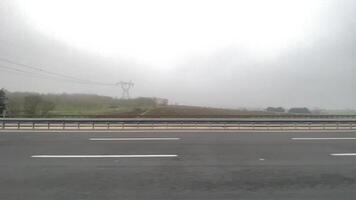 A slow motion of highway view from car window in Turkey cloudy day video