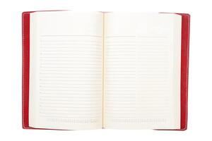 Design concept - Top view of red notebook photo