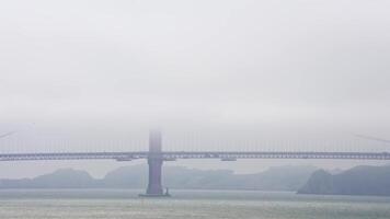 Golden Gate bridge in the clouds. Close up shot of the beautiful bridge on a cloudy day. video