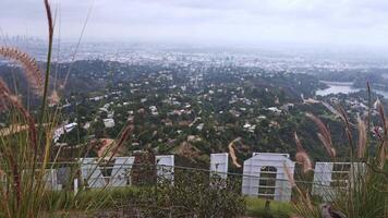 A unique close up view of the Hollywood sign taken from the Hollywood Hills hillside site itself showing the sign letters close-up. video