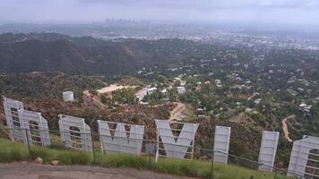 A unique close up view of the Hollywood sign taken from the Hollywood Hills hillside site itself showing the sign letters close-up. video