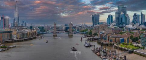 Aerial view of the Tower bridge in London, UK. photo