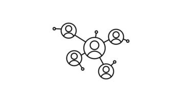 network diagram outline icon animation. transparent background video