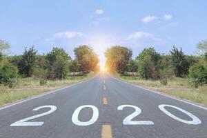 Concept of way to successful future in 2020 photo