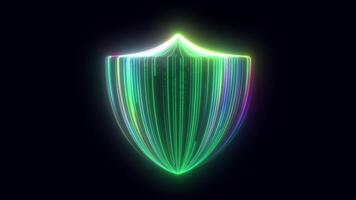 A Green And Blue Shield With A Glowing Light. Security Shield Glowing Motion Speed Lines video