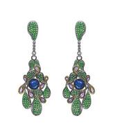 Earrings jewelry nature leaf set with gems design by hand drawing on paper and make graphic . vector