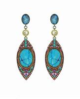 Earrings jewelry set with gems and turquoise design by hand drawing on paper and make graphic . vector