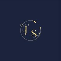 circle monogram design for wedding JS luxury gold letter vector