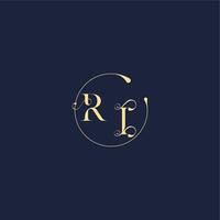 design for wedding RI circle monogram letter luxury gold vector