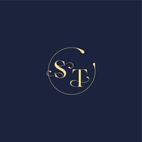 design for wedding ST circle monogram letter luxury gold vector