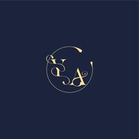 design for wedding YA circle monogram letter luxury gold vector