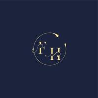 luxury gold FH design for wedding circle monogram letter vector
