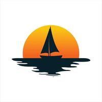 sunset logo template vector