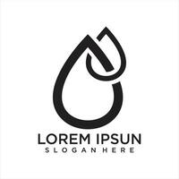 Water drop logo design template with line art vector