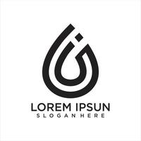 Water drop logo design template with line art vector