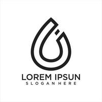 Water drop logo design template with line art vector