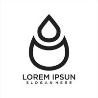 Water drop logo design template with line art vector