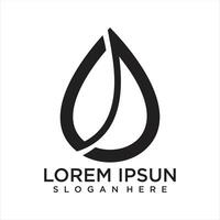 Water drop logo design template with line art vector