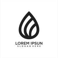 Water drop logo design template with line art vector