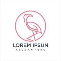 beautiful flamingo with a simple line design style. vector