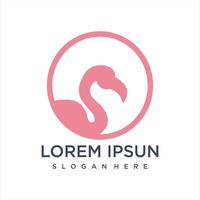 beautiful flamingo with a simple line design style. vector