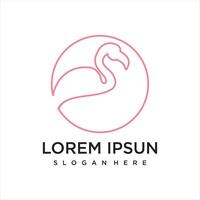 beautiful flamingo with a simple line design style. vector